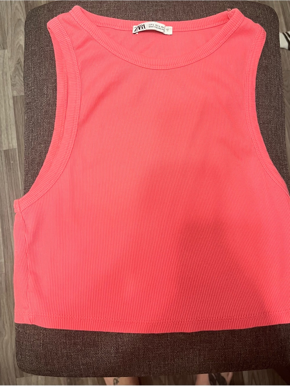 Zara Bright Coral Ribbed Tank Top